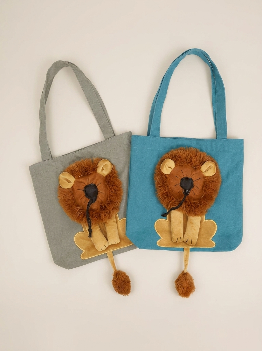 Lion cat carrier bag shown in five colour options
